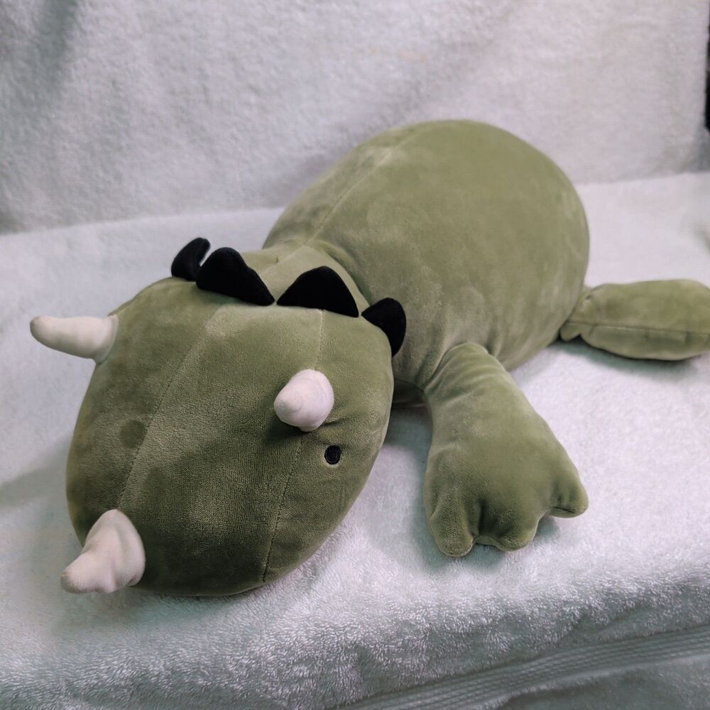 Pillowfort Weighted Plush Pillow Green Triceratops Dinosaur 3lbs 24"